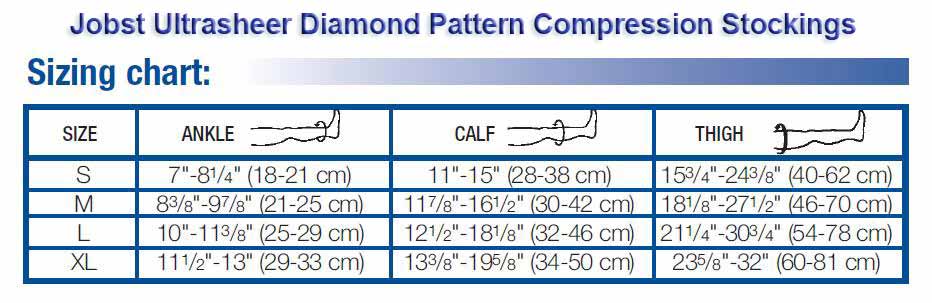 jobst ultrasheer diamond pattern knee high compression jobst ultrasheer size chart